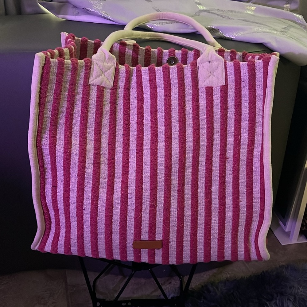 Christian Siriano Pink and White Tote Bag